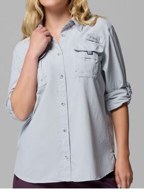 COLUMBIA Bahama Collection II Long Sleeve Shirt, Grey, Size XL, NWOT Display